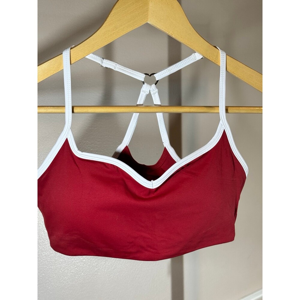 Women’s Crossback Sports Bra True Red White Trim Workout Gym PHERO Movement M - Picture 4 of 5